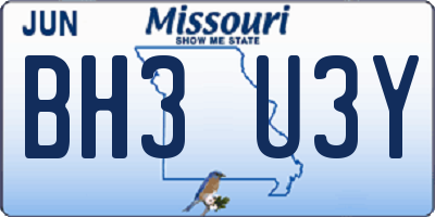 MO license plate BH3U3Y