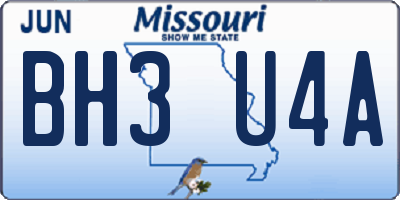 MO license plate BH3U4A