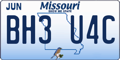 MO license plate BH3U4C
