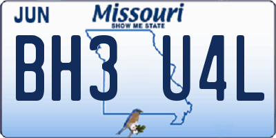 MO license plate BH3U4L