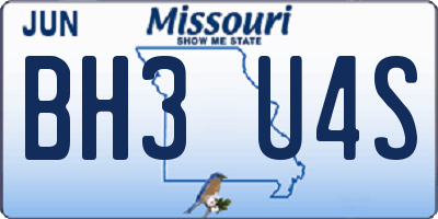 MO license plate BH3U4S