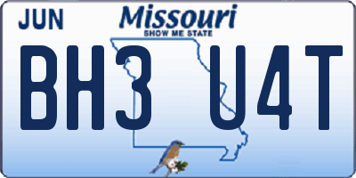 MO license plate BH3U4T