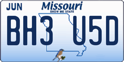 MO license plate BH3U5D