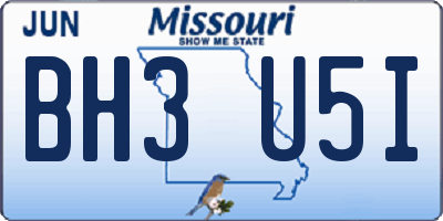 MO license plate BH3U5I