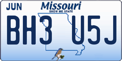 MO license plate BH3U5J