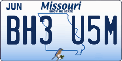 MO license plate BH3U5M