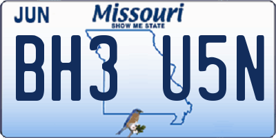 MO license plate BH3U5N