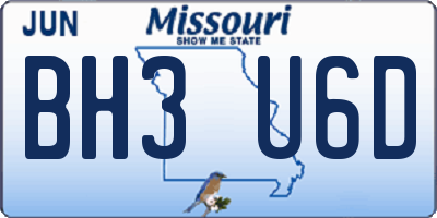 MO license plate BH3U6D