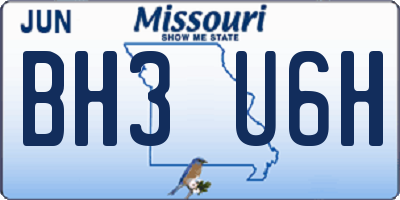 MO license plate BH3U6H