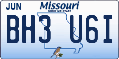 MO license plate BH3U6I