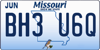 MO license plate BH3U6Q