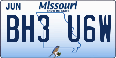 MO license plate BH3U6W