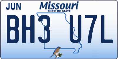 MO license plate BH3U7L