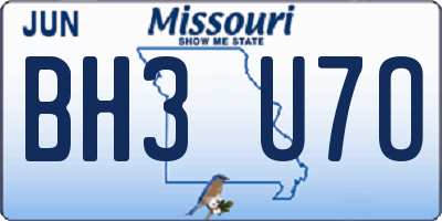 MO license plate BH3U7O