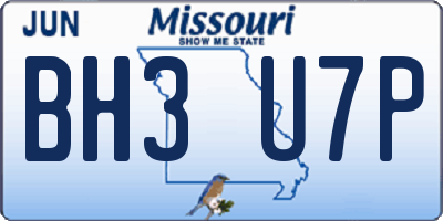 MO license plate BH3U7P