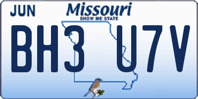 MO license plate BH3U7V