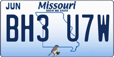 MO license plate BH3U7W