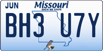 MO license plate BH3U7Y