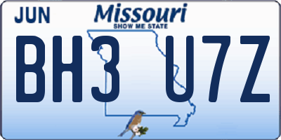 MO license plate BH3U7Z