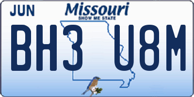 MO license plate BH3U8M
