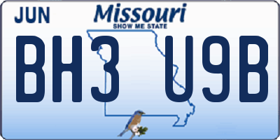 MO license plate BH3U9B