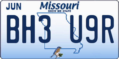 MO license plate BH3U9R