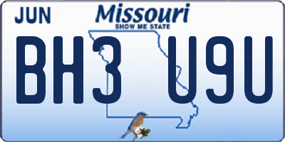MO license plate BH3U9U