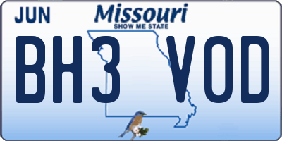 MO license plate BH3V0D