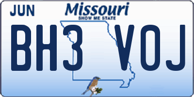 MO license plate BH3V0J