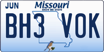 MO license plate BH3V0K