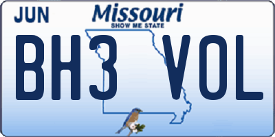 MO license plate BH3V0L