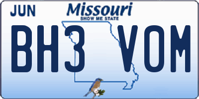 MO license plate BH3V0M