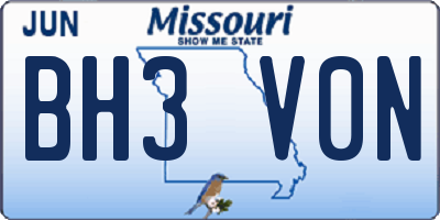 MO license plate BH3V0N