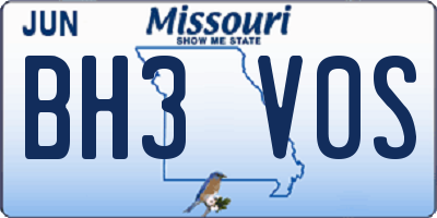 MO license plate BH3V0S