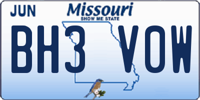MO license plate BH3V0W