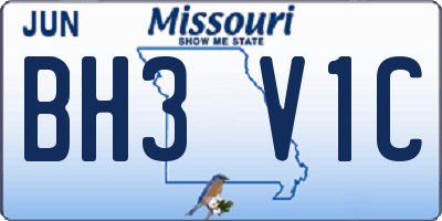 MO license plate BH3V1C