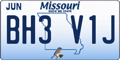 MO license plate BH3V1J