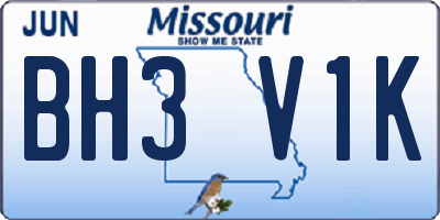 MO license plate BH3V1K