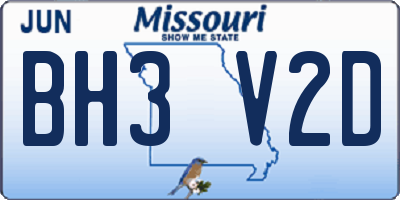 MO license plate BH3V2D