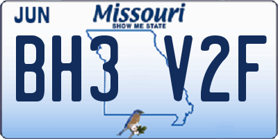 MO license plate BH3V2F