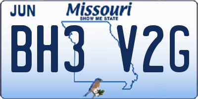 MO license plate BH3V2G