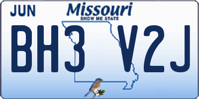 MO license plate BH3V2J