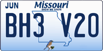 MO license plate BH3V2O