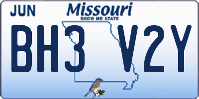 MO license plate BH3V2Y
