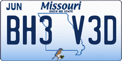 MO license plate BH3V3D