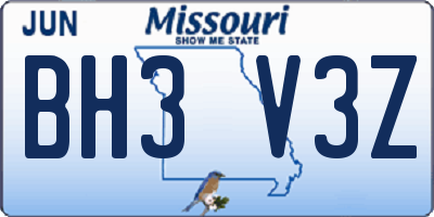 MO license plate BH3V3Z