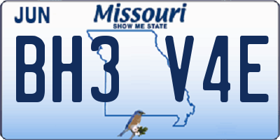 MO license plate BH3V4E