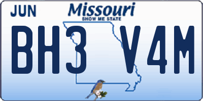 MO license plate BH3V4M
