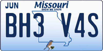 MO license plate BH3V4S