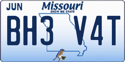 MO license plate BH3V4T
